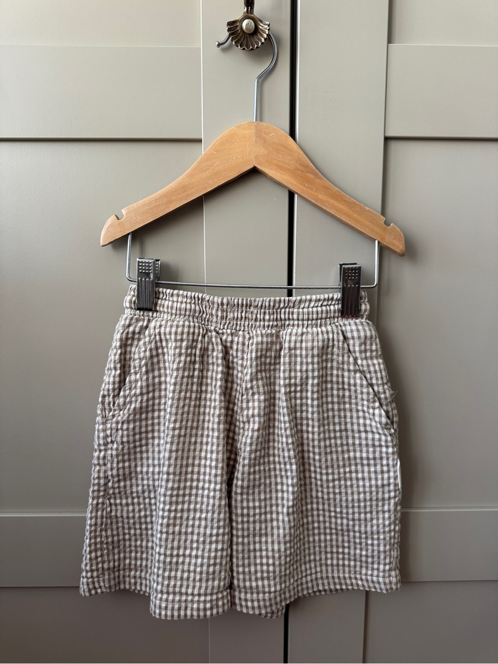 Zara Timeless Kids Beige Gingham Elastic-Waist Bermuda Shorts x Caramel London